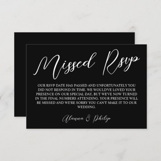 Noir Laurel Monogramme Polite RSVP manquée (Devant / Derrière)