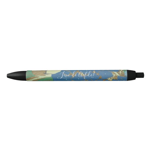 Noir Le stylo Hydrangea pour témoins se marie à l'encre (Devant)