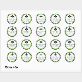 Noir & Lime Damask Fleur De Lys Étiquette de adres (Feuille)