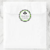 Noir & Lime Damask Fleur De Lys Étiquette de adres (Sac)