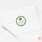 Noir & Lime Damask Fleur De Lys Étiquette de adres (Enveloppe)