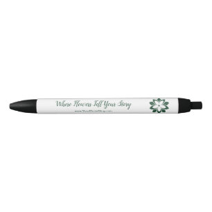 Noir 🌸 Logo Fleur Personnalisé Vert Tagline Stylo d'en
