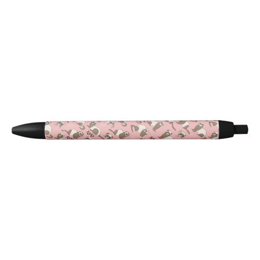 Noir Love Ferrets - Stylo d'encre noire rose (Devant)