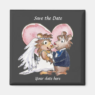 Noir mariage mignon Enregistrer la date Magnet
