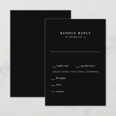 Noir Mariage moderne RSVP (Devant / Derrière)