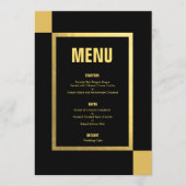 Noir + Mariages du menu | de feuille d'or (Devant)