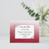 Noir Maroon Mariage Enregistrer la date Carte post (Debout devant)