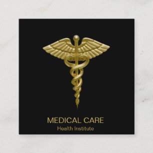 Noir Médicale de caducée d'or - carte de visite