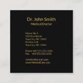 Noir Médicale de caducée d'or - carte de visite (Dos)