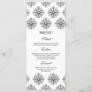 Noir + menu blanc de nourriture de mariage d'hiver