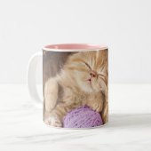 Noir mignon de chat tasse à deux tons de 11 onces (Devant gauche)