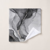 Noir minimaliste et Marbre blanc (Gant de toilette)