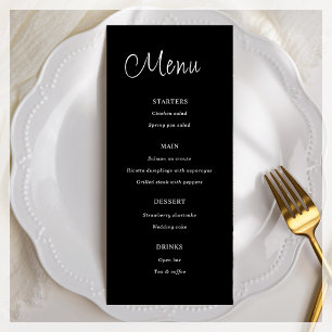 Noir minimaliste   Menu plat mariage