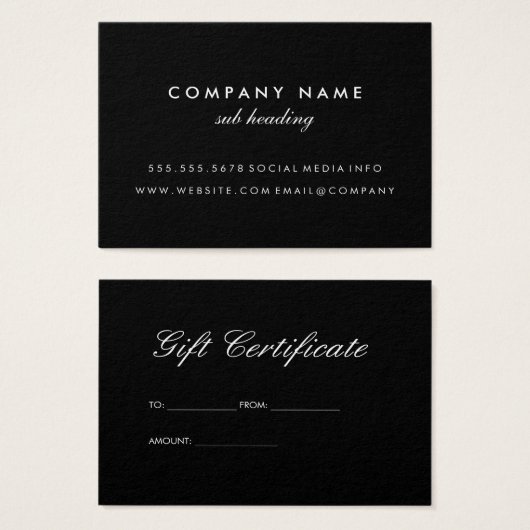 Noir minimaliste simple (Devant & derrière)