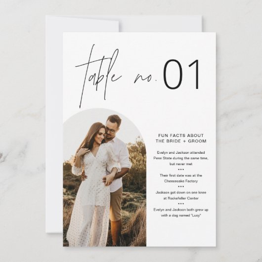 NOIR minimalistisch tafelnummer met leuke weetjes (Achterkant)