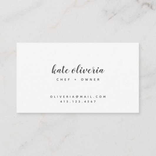 Noir minimum + calligraphie blanche | CARTE DE VIS (Dos)