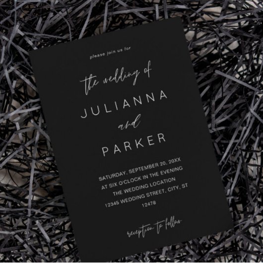 Noir MOD Calligraphie Faire-part de mariage