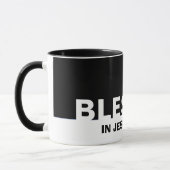 Noir Moderne BÉNÉFICIÉ Au Nom De Jésus Mug Chrétie (Gauche)