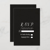Noir moderne Chic Minimal Mariage RSVP Réponse (Devant / Derrière)