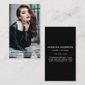 Noir moderne de carte de visite de photo de modèle (Devant / Derrière)