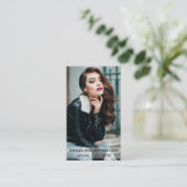 Noir moderne de carte de visite de photo de modèle (Debout devant)