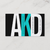 Noir moderne de cartes de visite de monogramme (Dos)