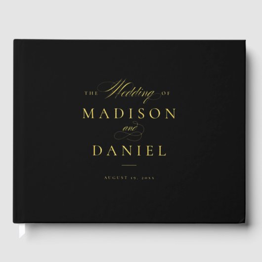 Noir moderne élégant Script Mariage classique (Recto)