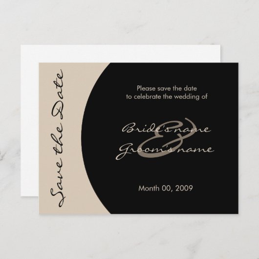 Noir moderne et le style Enregistrer la date Carte (Devant / Derrière)