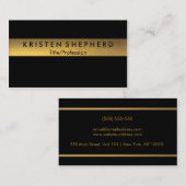 Noir moderne et or de cartes de visite de feuille (Devant / Derrière)