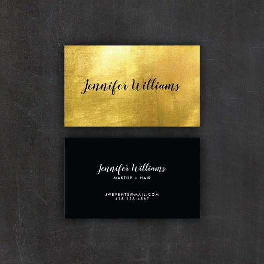 Noir moderne + Faux Gold Foil | CARTE DE VISITE