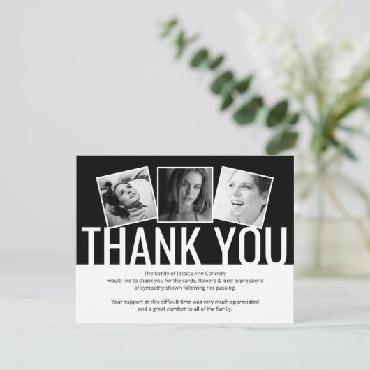 Noir moderne Funérailles Merci note (Debout devant)
