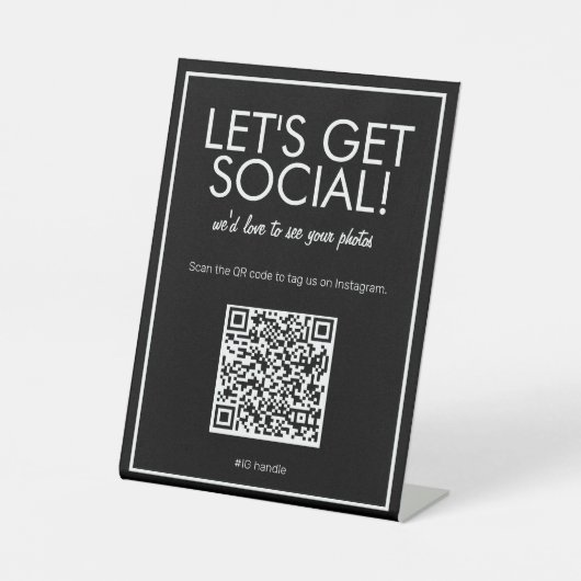 Noir moderne Médias sociaux QR Code Panneau de tab (Recto)