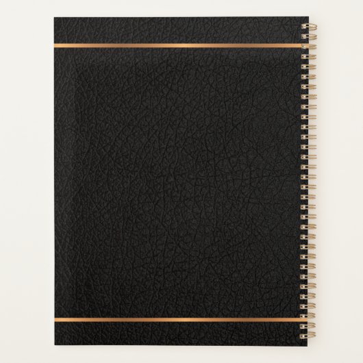 Noir moderne monogrammé or élégant script de nom (Dos)