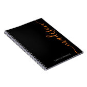 Noir moderne Nom orange Monogramme Carnet initial (Côté Droit)