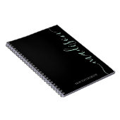 Noir moderne Nom vert Monogramme Carnet initial (Côté Droit)