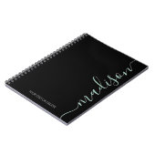 Noir moderne Nom vert Monogramme Carnet initial (Côté gauche)