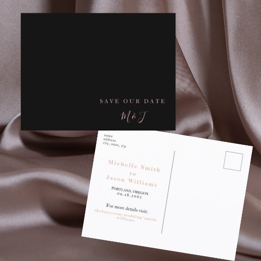 Noir moderne & Rose Gold Enregistrer la date Carte