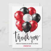 Noir moderne Rouge Anniversaire Merci Cartes (Devant)