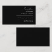 Noir moderne Simple Classy Carte de visite simple (Devant / Derrière)