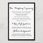 Noir Moderne Simple Mariage Programmes (Dos)
