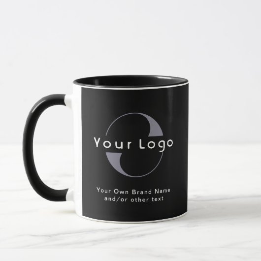 Noir Moderne Simple Minimale Logo d'entreprise Mug (Gauche)