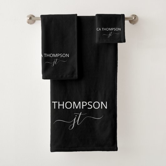 Noir moderne Simple Script Girl Monogramme Nom (En situation)