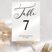 Noir moderne Simple Script Mariage Numéro de table