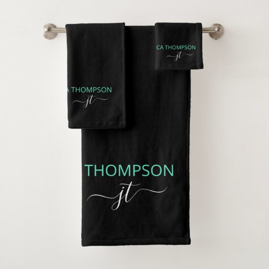 Noir moderne Turquoise Simple Script Nom du monogr (En situation)