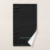 Noir moderne Turquoise Simple Script Nom du monogr (Serviette à main)