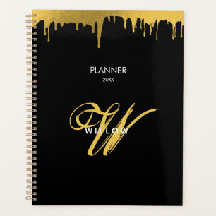 Noir Monogramme Vintage Script 2025 Calendrier
