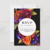 Noir Moody Automne Floral Wedding RSVP (Devant)