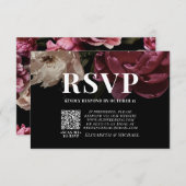 Noir Moody Blush Bourgogne QR Code Mariage RSVP (Devant / Derrière)