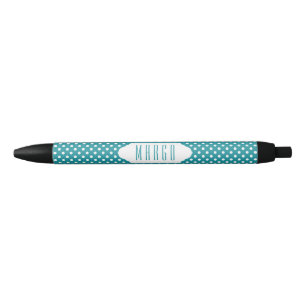 Noir Moonstone bleu/turquoise & blanc pois stylo person