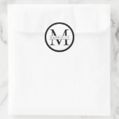 Noir n Blanc Bordure Monogramme Favoriser Sticker  (Sac)